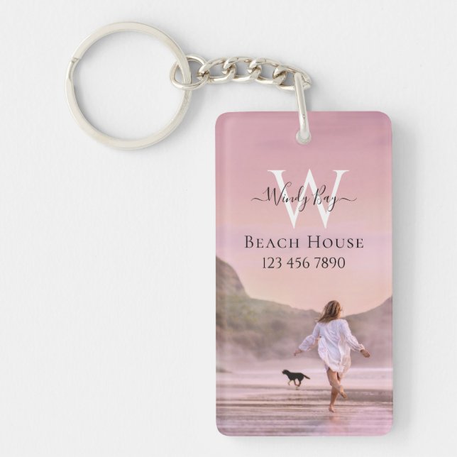 Elegant Custom Beach House  Keychain (Front)