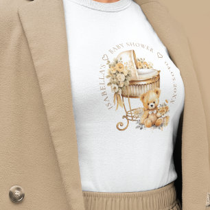 Elegant Custom Beige & Gold Baby Shower T-Shirt