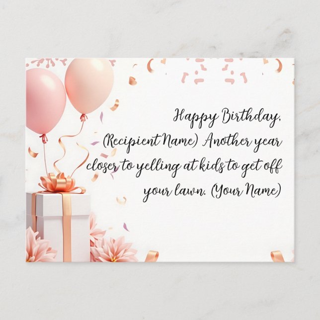 Elegant Custom Birthday Card Personalized  (Front)