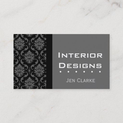 Customizable Elegant Custom Black and Grey Damask Business Card
