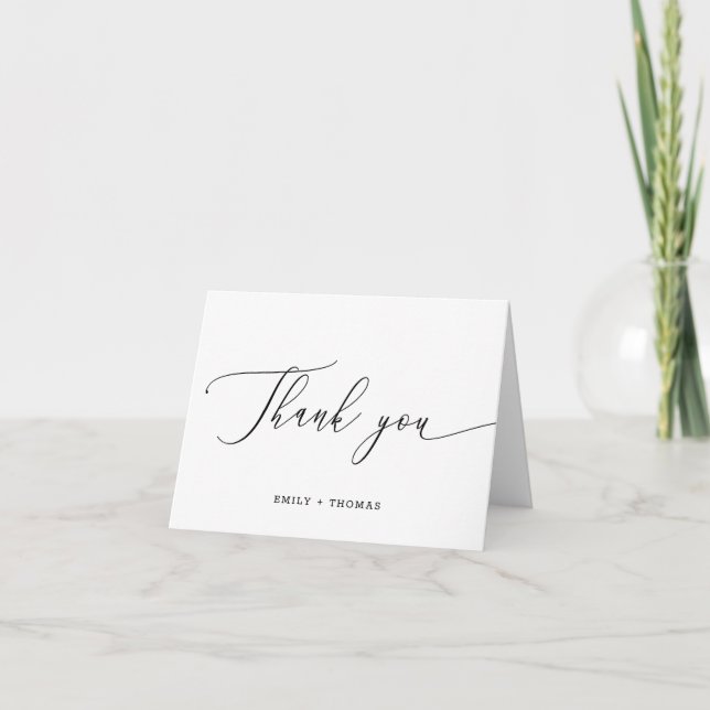 Elegant Custom Black and White Folded Thank You Card (Front)