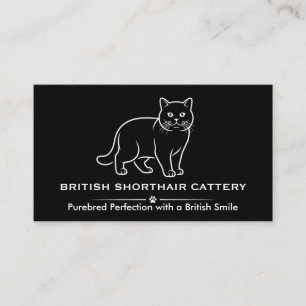 Elegant Custom Black British Shorthair Cattery  Business Card