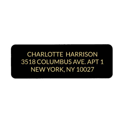 Elegant custom black gold return address labels