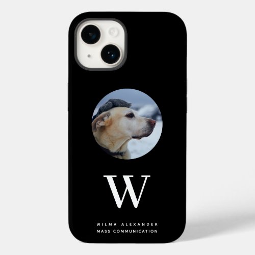 Elegant Custom Black Monogram Dog Baby Photo Name  Case_Mate iPhone 14 Case