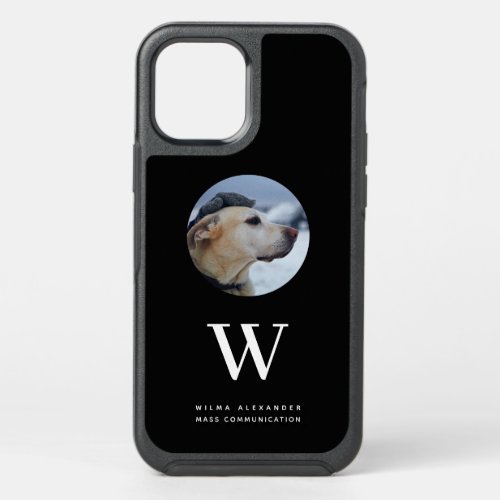 Elegant Custom Black Monogram Dog Baby Photo Name  OtterBox Symmetry iPhone 12 Case