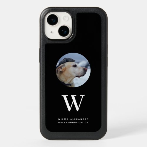 Elegant Custom Black Monogram Dog Baby Photo Name  OtterBox iPhone 14 Case
