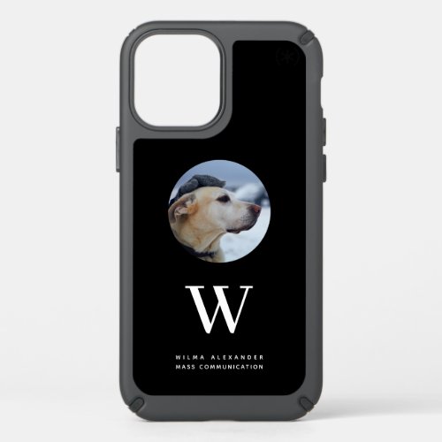 Elegant Custom Black Monogram Dog Baby Photo Name  Speck iPhone 12 Case