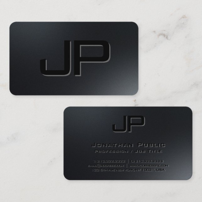 Elegant Custom Black Monogram Premium Pearl Business Card (Front/Back)
