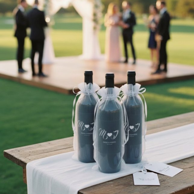 Elegant Custom Black Wedding Wine Bottle Label  (Creator Uploaded)