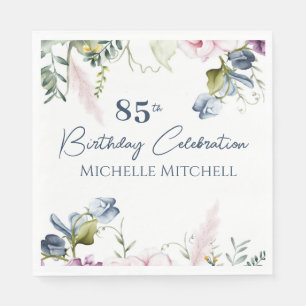 Elegant Custom Blue Pink 85th Birthday Napkins