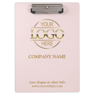 Elegant Custom Blush Pink Company Business Logo Clipboard