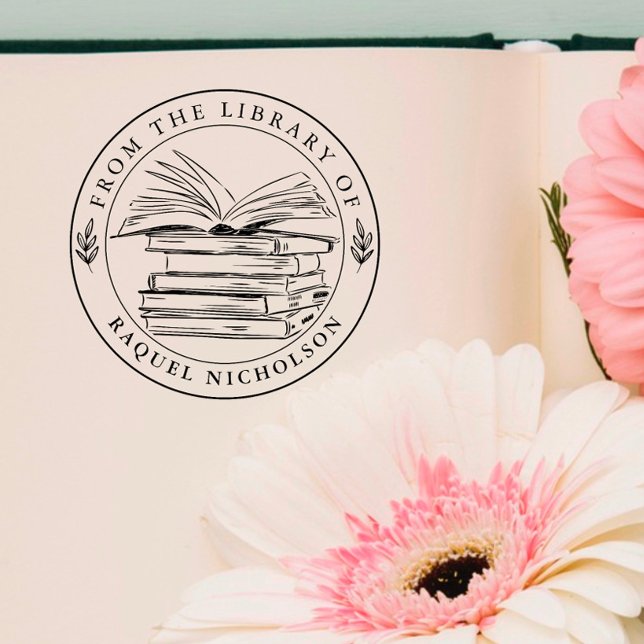 Elegant Custom Book Round Self-inking Stamp (Creator Uploaded)