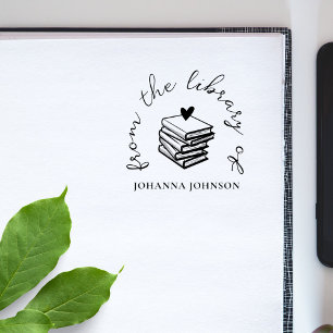 Elegant Custom Books Heart From The Library Book Rubber Stamp
