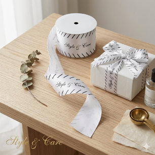 Elegant Custom Brand Name White Satin Ribbon