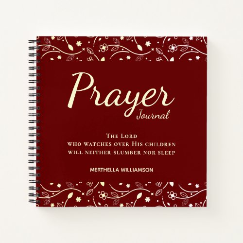 Elegant Custom Burgundy Floral Prayer Journal