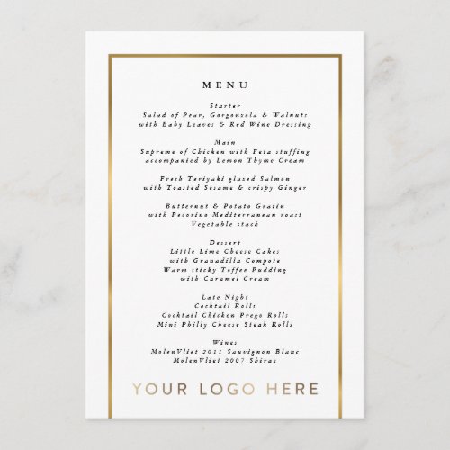 Elegant Custom Business Logo Gold Frame Menu