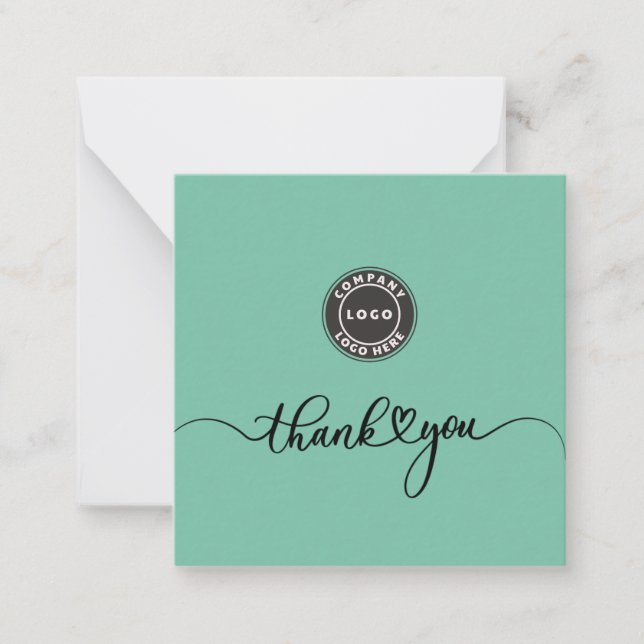 Elegant Custom Business Logo Thank You Note Card (Front)