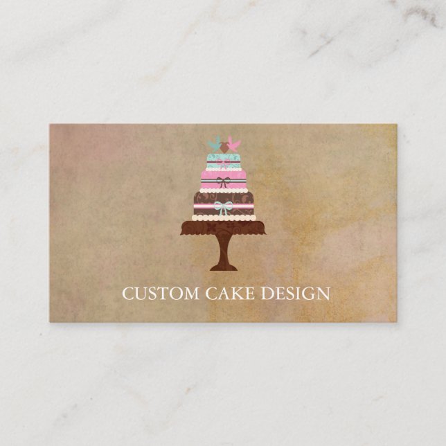 Elegant Custom Cake Design Decorating Business Car Card (Front)