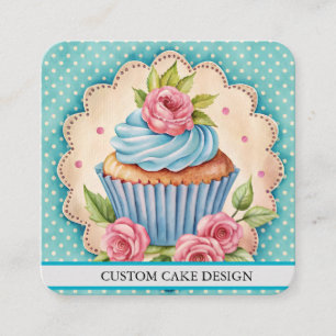 Elegant Custom Cake Design Decorating Business Car Square Business Card