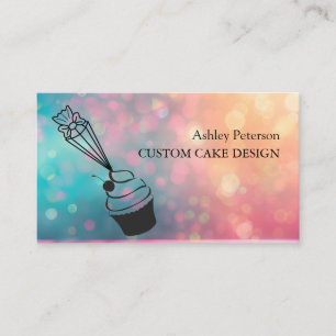 Elegant Custom Cake Design Decorating Business Card