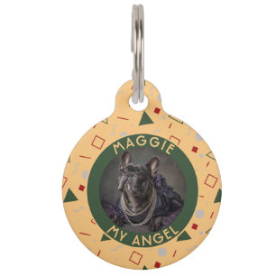 Elegant Custom Cat Dad Memphis Motif Pet ID Tag