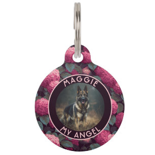 Elegant Custom Cat Mom Gift Hydrangeas Floral Pet ID Tag