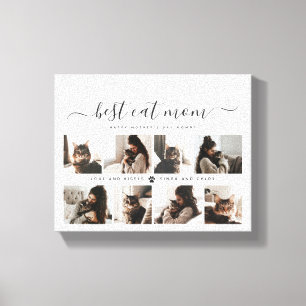 Elegant Custom Cat Mom Photo Collage Mothers Day Canvas Print