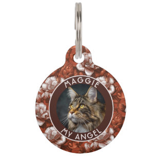 Elegant Custom Cat Owner Gift Gardenias Print Pet ID Tag