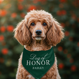 Elegant Custom Color Dog of Honor Name Wedding Pet Bandana Collar