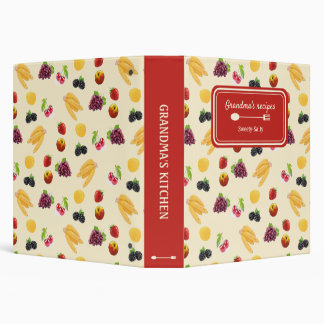 Elegant Custom colorful fruits recipe pattern 3 Ring Binder