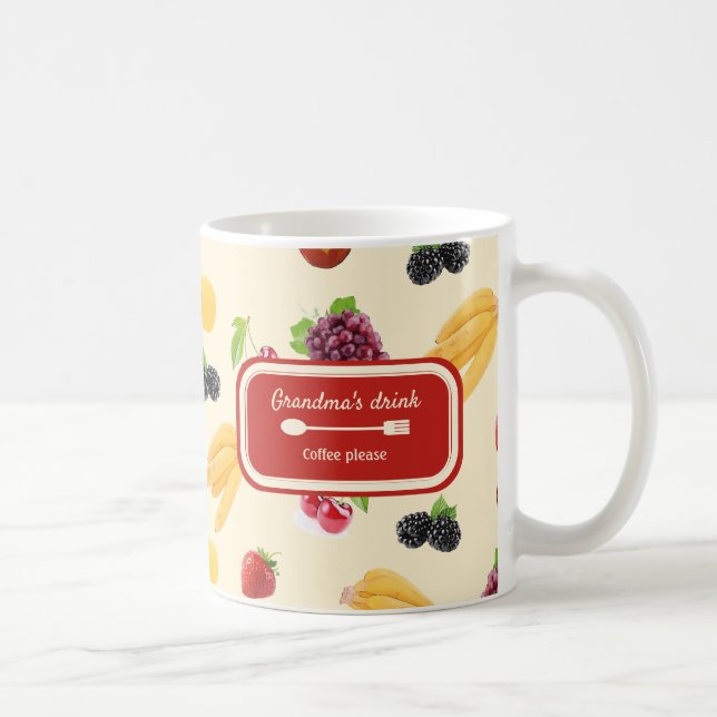Elegant Custom colorful fruits recipe pattern Coffee Mug (Right)