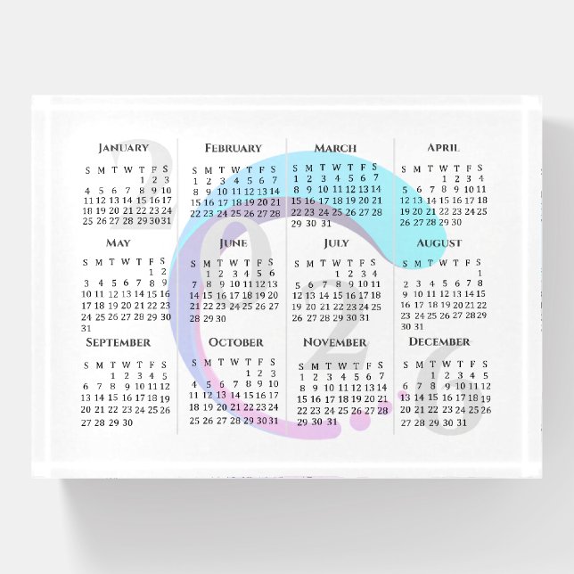 Elegant Custom Company Logo Year 2026 Calendar Paperweight (Front)