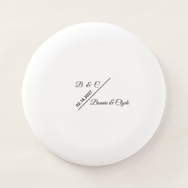Elegant Custom Couple Monogram Names Date Wham-O Frisbee (Front)