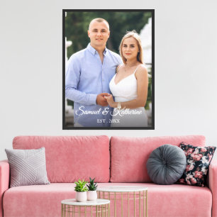 Elegant Custom Couple Photo & Names Anniversary Canvas Print