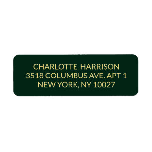 Elegant custom dark green gold return address label