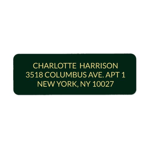 Elegant custom dark green gold return address label