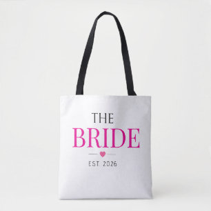Elegant Custom Date Bride Tote Bag