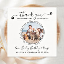 Elegant Custom Dog Photo Thank You Pet Wedding