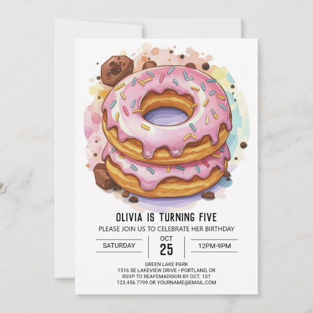 Elegant Custom Donuts Birthday Invitation (Front)