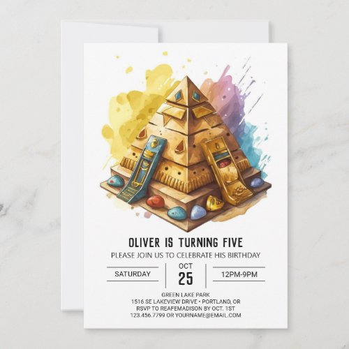 Elegant Custom Egyptian Pyramids Birthday Invitation