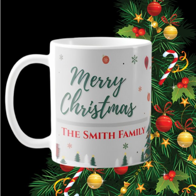 Elegant Custom Family Name & Snowman Christmas Coffee Mug (Creator Uploaded)