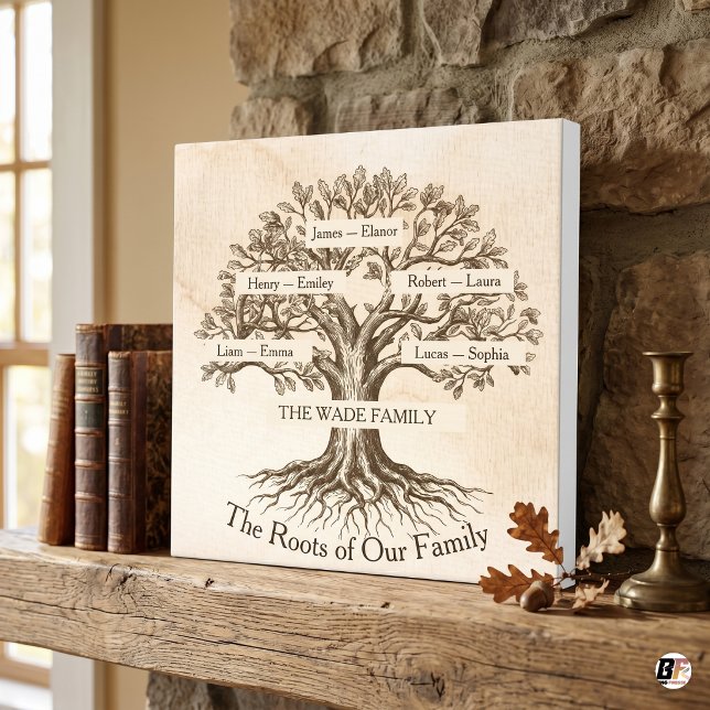 Elegant Custom Family Tree Generations Minimalist  Canvas Print (#forfamily)
