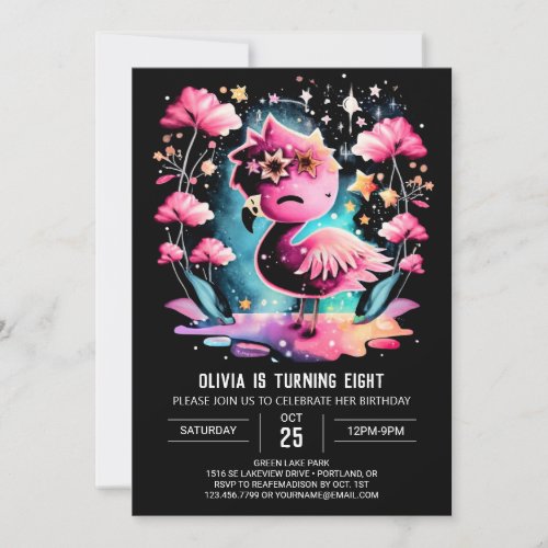 Elegant Custom Flamingo Birthday Invitation