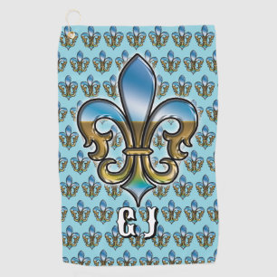 Elegant Custom Fleur De Lis Golf Design Towel
