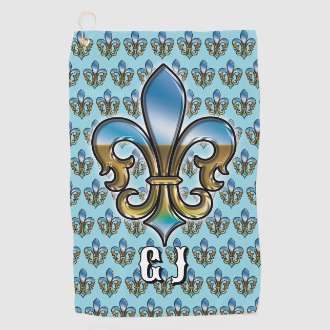 Elegant Custom Fleur De Lis Golf Design Towel (Front)