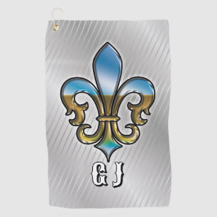 Elegant Custom Fleur De Lis Golf Design Towel