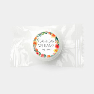 Elegant Custom Floral Autumn Watercolor Wreath  Life Saver® Mints