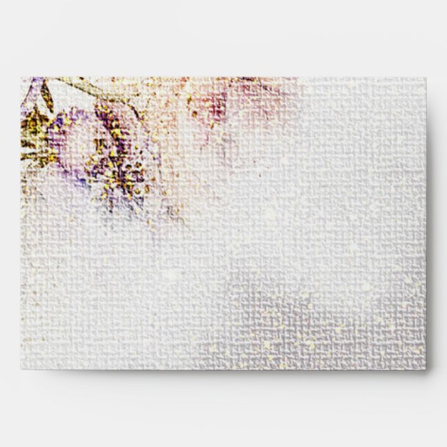 Elegant Custom Floral on Canvas Wedding Envelope (Front)