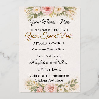 Elegant Custom Floral Wedding Invitations Design
