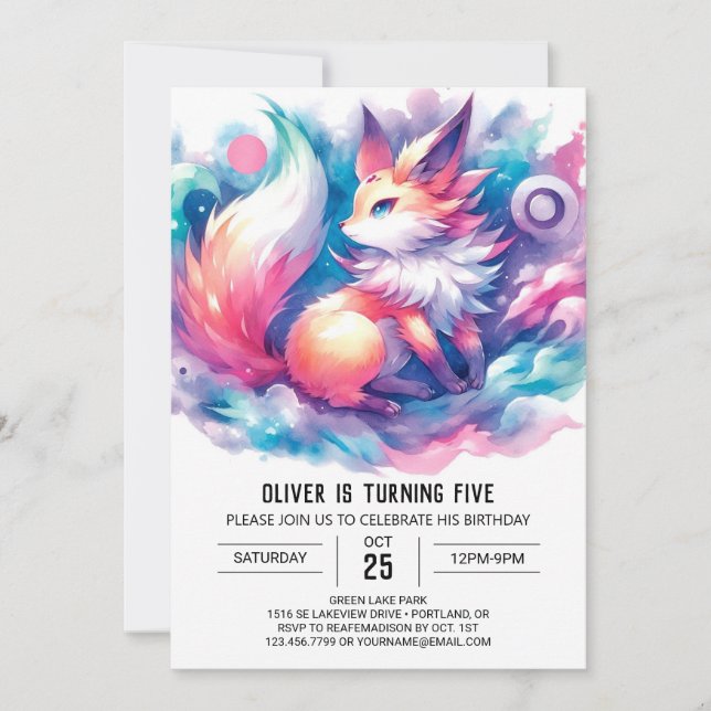 Elegant Custom Fox Birthday Invitation (Front)